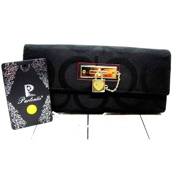 Parlontis Monogrammed Italian Sateen Clutch Wallet - Picture 1 of 12